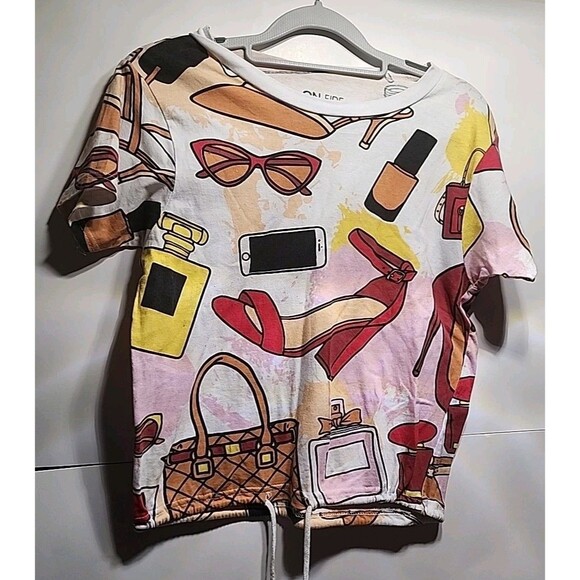 Juniors ON FIRE CROP Make Up Phone Diva GRAPHIC T SHIRT M - Picture 1 of 4